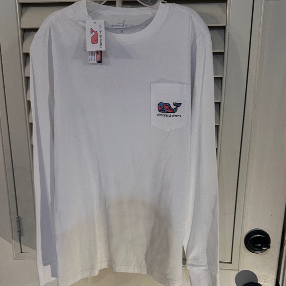 Vineyard Vines White Tee with Pink Whale Logo